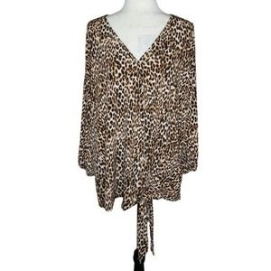 Worthington Leopard Print Blouse 3/4 Sleeve XL